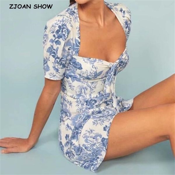 retro french rope bandage bow short sleeve dress for woman blue white floral print backless mini dresses holiday 210429
retro french rope bandage bow short sleeve dress for woman blue white floral print backless mini dresses holiday 210429