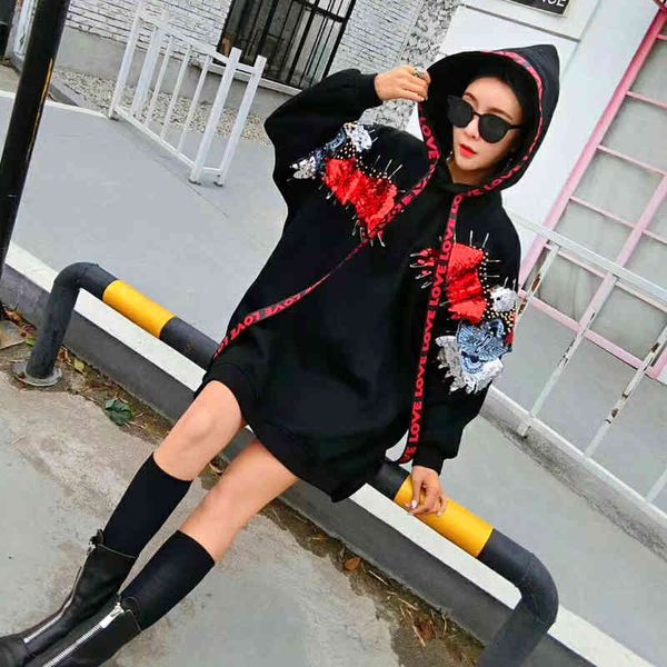 hoodies european station heavy industry plus velvet thick beaded wings sequined hooded jacket mid-length loose autumn and winter sweater, Black
hoodies european station heavy industry plus velvet thick beaded wings sequined hooded jacket mid-length loose autumn and winter sweater, Black