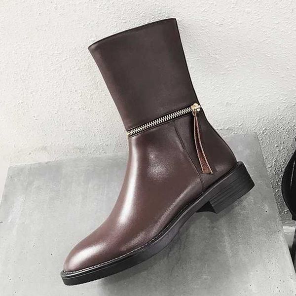 boots winter shoes women motorcycle genuine leather zipper decoration keep warm concise mid-calf mujer ursu, Black
boots winter shoes women motorcycle genuine leather zipper decoration keep warm concise mid-calf mujer ursu, Black