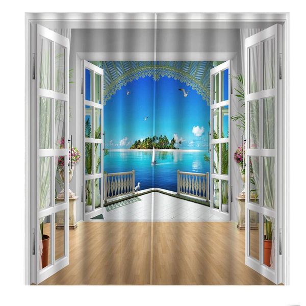 beautiful scenery window curtain outside the clear water blue sky sunny island for living room blackout drapes &
beautiful scenery window curtain outside the clear water blue sky sunny island for living room blackout drapes &
