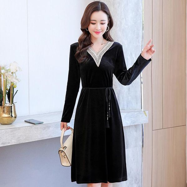 casual dresses autumn and winter dress plus size women's gold velvet dress, long bottoming loose sleeve, Black;gray
casual dresses autumn and winter dress plus size women's gold velvet dress, long bottoming loose sleeve, Black;gray