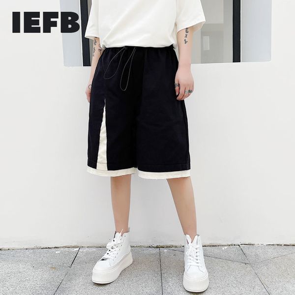 iefb summer structural black white contrast color patchwork elastic waist men's shorts drawstring casual knee length pants 210524, White;black
iefb summer structural black white contrast color patchwork elastic waist men's shorts drawstring casual knee length pants 210524, White;black