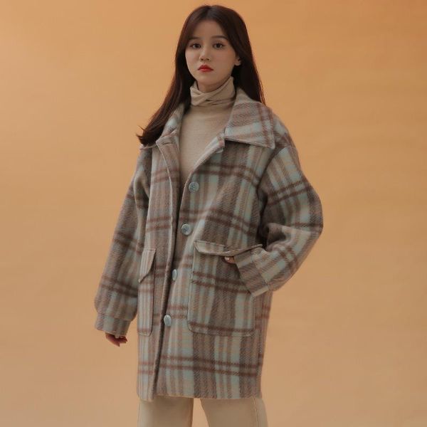 women's wool & blends winter coat for ladies with thickened woollen blue plaid long fashion design sense of padded cotton dress, Black
women's wool & blends winter coat for ladies with thickened woollen blue plaid long fashion design sense of padded cotton dress, Black