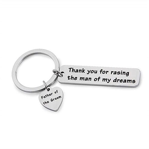 

keychains pendant keychain key ring titanium steel wedding thank you for raising the man of my dreams mother gift in law bride, Silver