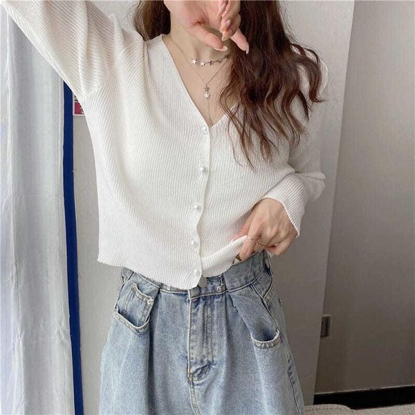 women's knits & tees early autumn cardigan sweater loose long-sleeved shirt thin, White
women's knits & tees early autumn cardigan sweater loose long-sleeved shirt thin, White