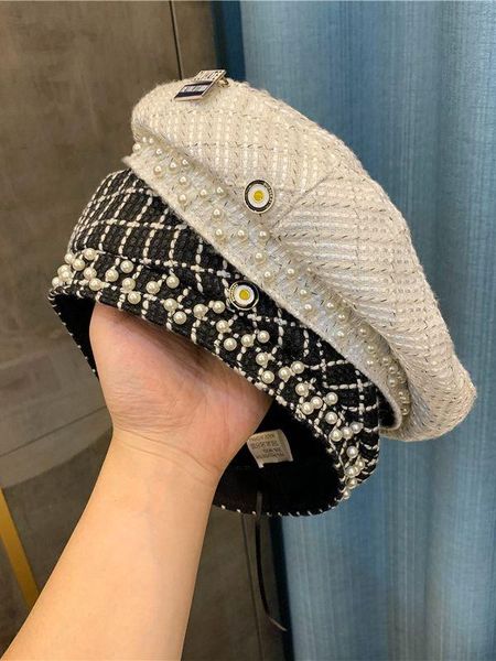 berets 202108-chui british plaid pearl lady beret hat women leisure painter, Blue;gray
berets 202108-chui british plaid pearl lady beret hat women leisure painter, Blue;gray
