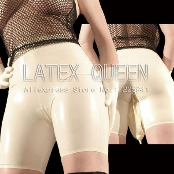 women's shorts rubber latex with urine bag, White;black