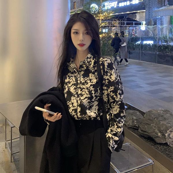 women's blouses & shirts spring autumn shirt vintage printing trend long sleeve collar single-breasted cool girl casual neutral st, White
women's blouses & shirts spring autumn shirt vintage printing trend long sleeve collar single-breasted cool girl casual neutral st, White