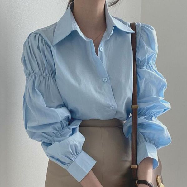 women's blouses & shirts zcsmll blue korea chic spring simple wild lapel loose single-breasted wrinkle design puff sleeve shirt wom, White
women's blouses & shirts zcsmll blue korea chic spring simple wild lapel loose single-breasted wrinkle design puff sleeve shirt wom, White