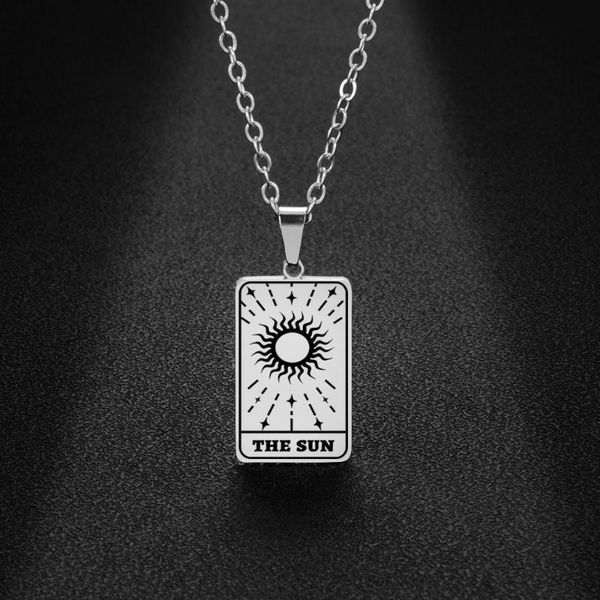 pendant necklaces the sun tarot major arcana cards stainless steel divination jewelry lgs1840, Silver
pendant necklaces the sun tarot major arcana cards stainless steel divination jewelry lgs1840, Silver