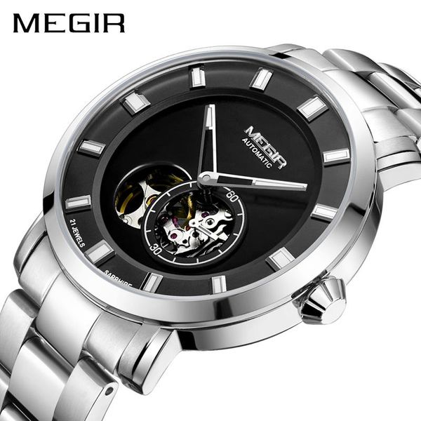 wristwatches megir men skeleton automatic business japan miyota mechanical movement stainless steel clock relogio masculino, Slivery;brown
wristwatches megir men skeleton automatic business japan miyota mechanical movement stainless steel clock relogio masculino, Slivery;brown