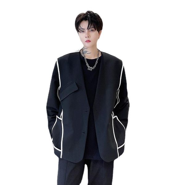 men's suits & blazers men splice loose casual suit jacket japanese harajuku trend fashion coat man can be worn on both sides blazer, White;black
men's suits & blazers men splice loose casual suit jacket japanese harajuku trend fashion coat man can be worn on both sides blazer, White;black