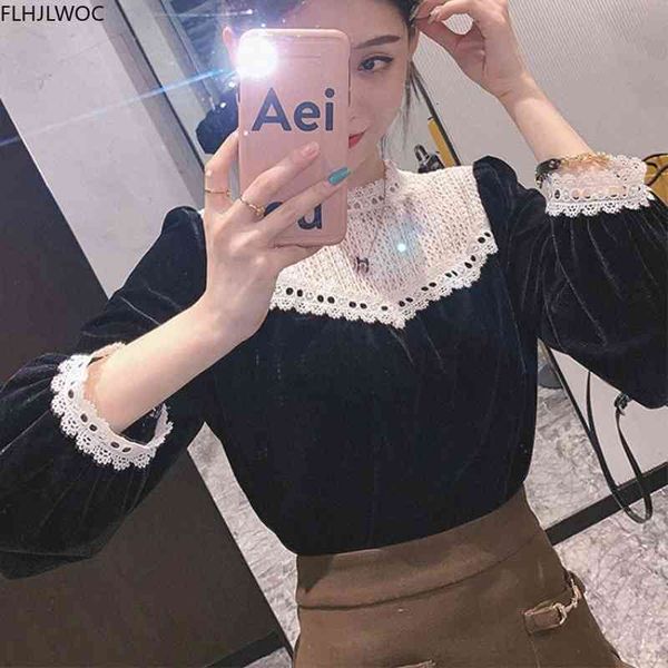 women's knits & tees cute sweet girls women fashion patchwork hollow out crochet lace stand color vintage velour black shirts, White
women's knits & tees cute sweet girls women fashion patchwork hollow out crochet lace stand color vintage velour black shirts, White