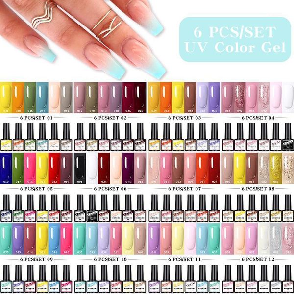 nail gel polish set 6pcs kit glitter holographics soak off uv varnish for art1
nail gel polish set 6pcs kit glitter holographics soak off uv varnish for art1