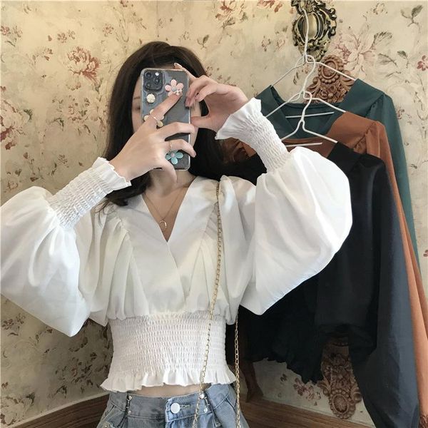 women's blouses & shirts women blouse v neck casual elegant long sleeve and ol ladies vintage harajuku korean puff shirt, White
women's blouses & shirts women blouse v neck casual elegant long sleeve and ol ladies vintage harajuku korean puff shirt, White