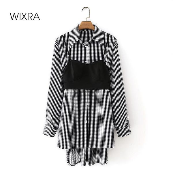 wixra womens plaid shirts dress 2 pcs full sleeve turn down collar high street straight clothing spring summer casual dresses, Black;gray
wixra womens plaid shirts dress 2 pcs full sleeve turn down collar high street straight clothing spring summer casual dresses, Black;gray