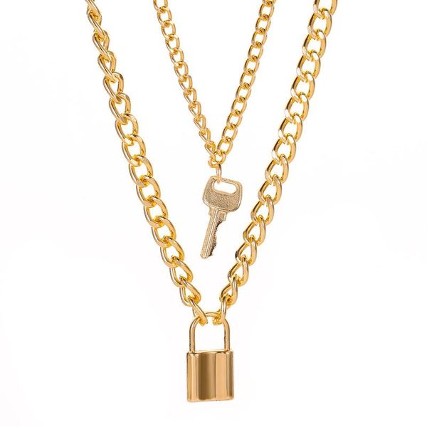 trendy double layer long lock pendant necklace women fashion punk gold silver thick chain statement collar jewelry necklaces
trendy double layer long lock pendant necklace women fashion punk gold silver thick chain statement collar jewelry necklaces
