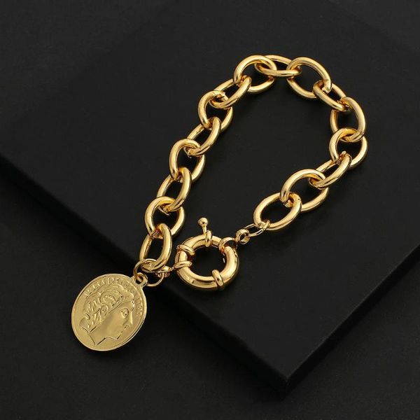 charm bracelets allyes retro gold color woman head portrait pendant thick link chain bracelet bangle female jewelry couple gifts, Golden;silver
charm bracelets allyes retro gold color woman head portrait pendant thick link chain bracelet bangle female jewelry couple gifts, Golden;silver