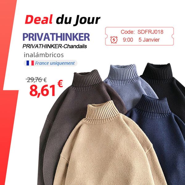 Privathinker - men's high neck warm Korean casual knitted sweater, solid color, Harajuku, winter, 2021, White;black
Privathinker - men's high neck warm Korean casual knitted sweater, solid color, Harajuku, winter, 2021, White;black