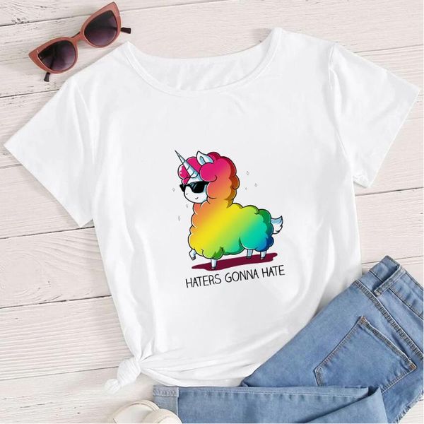 women's t-shirt 2021 alpaca tshirt summer soothing casual korean style clothes shirt t-shirts haters gonna hate femme, White
women's t-shirt 2021 alpaca tshirt summer soothing casual korean style clothes shirt t-shirts haters gonna hate femme, White