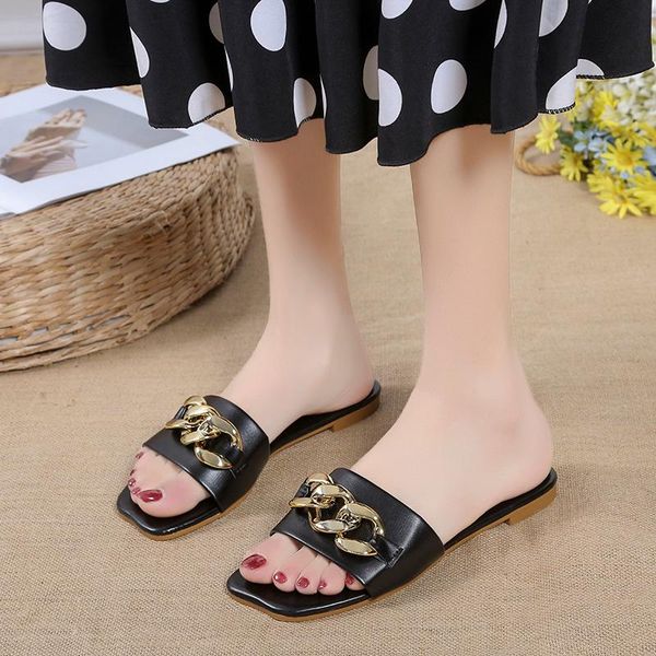 slippers fashion golden chain design woman shoes summer flip flops non-slip flat beach women's footwear slipper, Black
slippers fashion golden chain design woman shoes summer flip flops non-slip flat beach women's footwear slipper, Black
