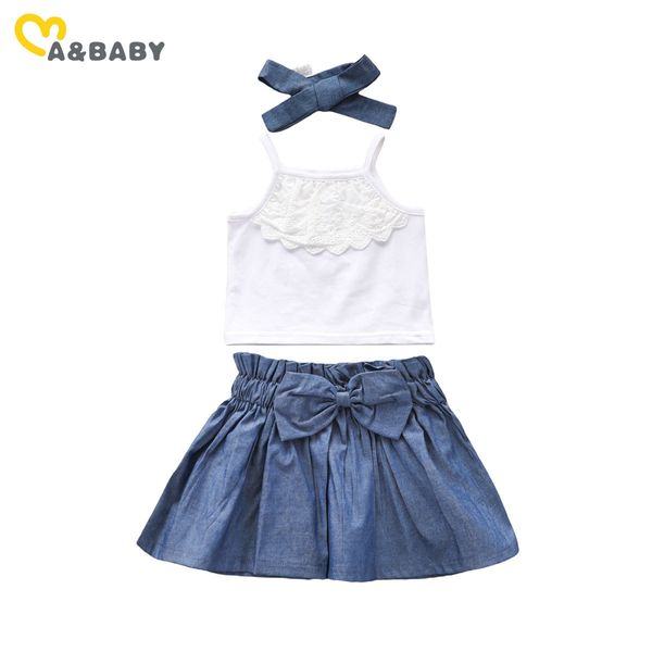0-3y summer toddler infant born baby girl clothes set lace vest bow denim skirts outfits costumes 210515, White
0-3y summer toddler infant born baby girl clothes set lace vest bow denim skirts outfits costumes 210515, White