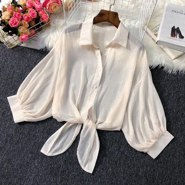 women's blouses & shirts lightweight chiffon women summer 2021 bandage lantern sleeved short empired elegant office lady outwear, White
women's blouses & shirts lightweight chiffon women summer 2021 bandage lantern sleeved short empired elegant office lady outwear, White