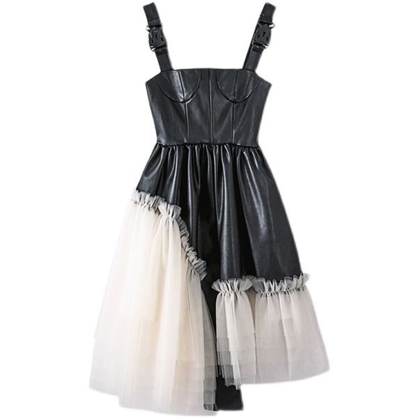 summer fashion party elegant black pu leather suspender dress women's high waist design irregular mesh skirt 16w967 210510, Black;gray
summer fashion party elegant black pu leather suspender dress women's high waist design irregular mesh skirt 16w967 210510, Black;gray