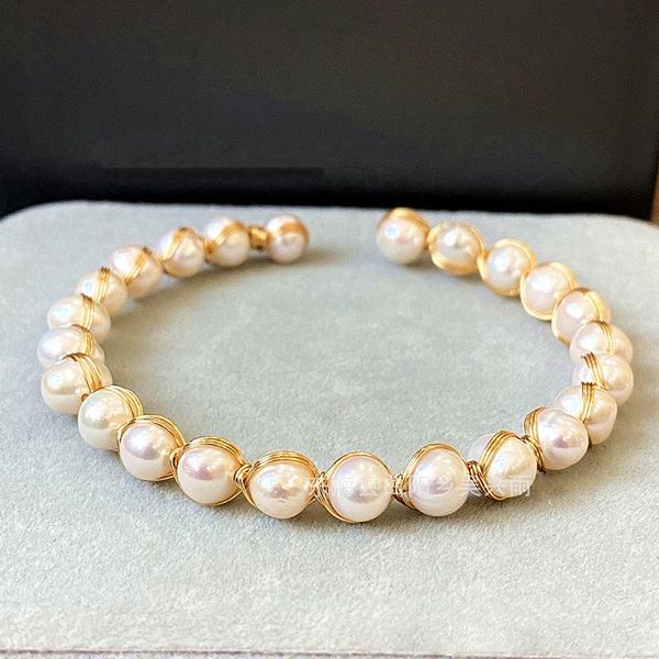 bangle fashion graceful freshwater natural pearls geometric handmade copper strand golden wedding accessories, Black
bangle fashion graceful freshwater natural pearls geometric handmade copper strand golden wedding accessories, Black