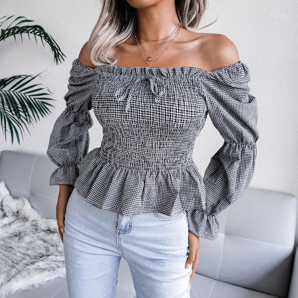 women's blouses & shirts long puff sleeve ruffle tunic crop women slash neck blouse plaid shirt full spring summer blusas corset to, White
women's blouses & shirts long puff sleeve ruffle tunic crop women slash neck blouse plaid shirt full spring summer blusas corset to, White