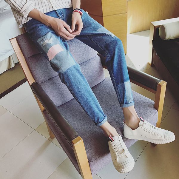 men's jeans autumn trendy brand jeans men's slim korean loose feet beggars scratched ripped pants f44u, Blue
men's jeans autumn trendy brand jeans men's slim korean loose feet beggars scratched ripped pants f44u, Blue