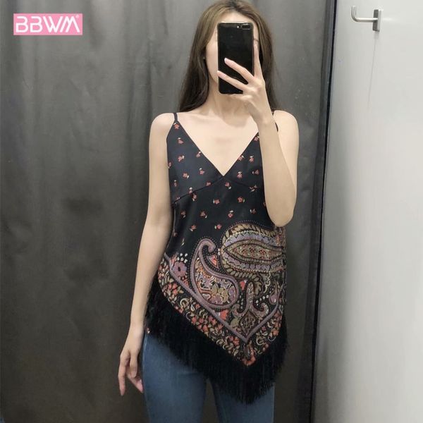 printed women's hem tassel sling women spring and summer style strapless shoulder v-neck shirt 210507, White
printed women's hem tassel sling women spring and summer style strapless shoulder v-neck shirt 210507, White