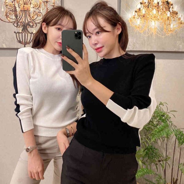 jxmyy autumn and winter new fashion contrast color comfortable base sweater all-match sweater 210412, White;black
jxmyy autumn and winter new fashion contrast color comfortable base sweater all-match sweater 210412, White;black