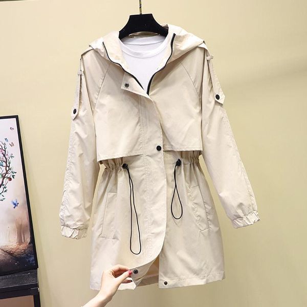 women's trench coats simple windbreaker jacket for women 2021 spring autumn korean drawstring waist ladies multi-color thin hooded over, Tan;black
women's trench coats simple windbreaker jacket for women 2021 spring autumn korean drawstring waist ladies multi-color thin hooded over, Tan;black