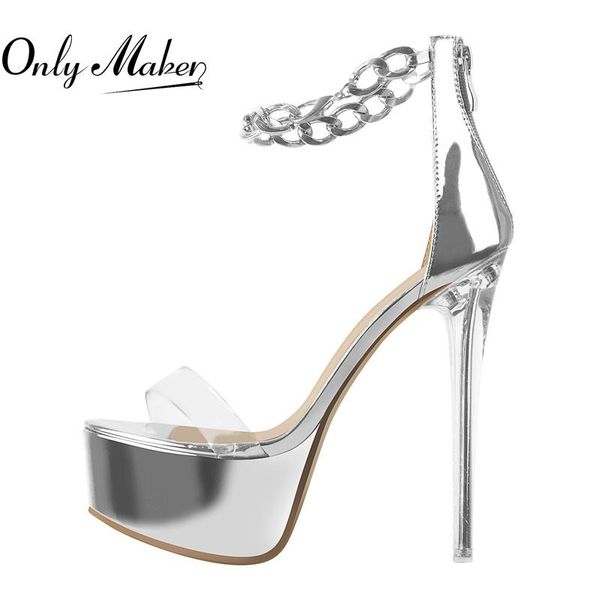 dress shoes onlymaker sandals women summer peep toe platform metal transparent high heel ankle chain patent leather pvc band zipper, Black
dress shoes onlymaker sandals women summer peep toe platform metal transparent high heel ankle chain patent leather pvc band zipper, Black