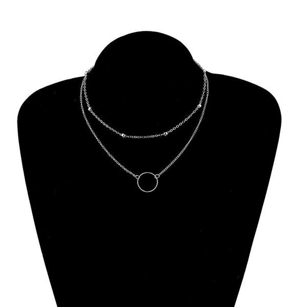 chains fashion double-layer bead chain hollow circle pendant necklace for women simple geometric female trendy chokers necklac, Silver
chains fashion double-layer bead chain hollow circle pendant necklace for women simple geometric female trendy chokers necklac, Silver