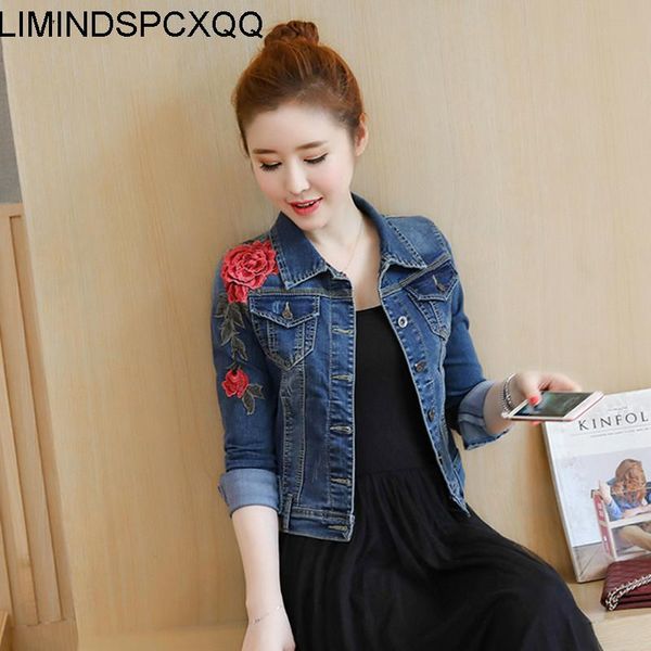 roupas feminina flower fashion womens embroidered denim loosethin short coat 2021 korean autumn basic jacket retro women's jackets, Black;brown
roupas feminina flower fashion womens embroidered denim loosethin short coat 2021 korean autumn basic jacket retro women's jackets, Black;brown