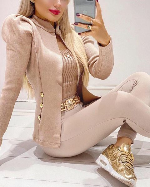 women's two piece pants set coat +trousers 2-piece double breasted puff sleeve & skinny 2021 spring autumn trouser, White
women's two piece pants set coat +trousers 2-piece double breasted puff sleeve & skinny 2021 spring autumn trouser, White