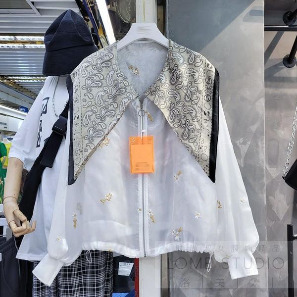 women's jackets 2021 summer fashion silk scarf navy collar loose zipper thin sun protection clothing embroidery baseball uniform jacket, Black;brown
women's jackets 2021 summer fashion silk scarf navy collar loose zipper thin sun protection clothing embroidery baseball uniform jacket, Black;brown