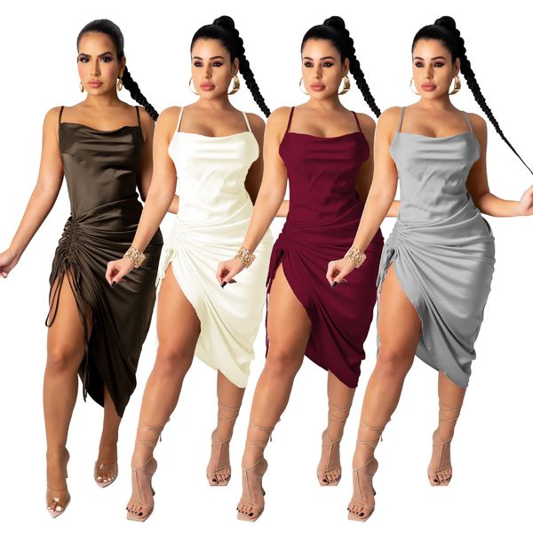 ruched drawstring elegant party dress woman fashion spaghetti strap backless bodycon vestidos summer side high split robe femme, White;black
ruched drawstring elegant party dress woman fashion spaghetti strap backless bodycon vestidos summer side high split robe femme, White;black