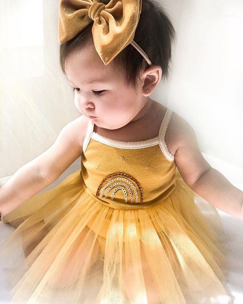girl's dresses baby girls tulle suspender dress toddler born infant princess rainbow print jumpsuits lace headband clothes, Red;yellow
girl's dresses baby girls tulle suspender dress toddler born infant princess rainbow print jumpsuits lace headband clothes, Red;yellow
