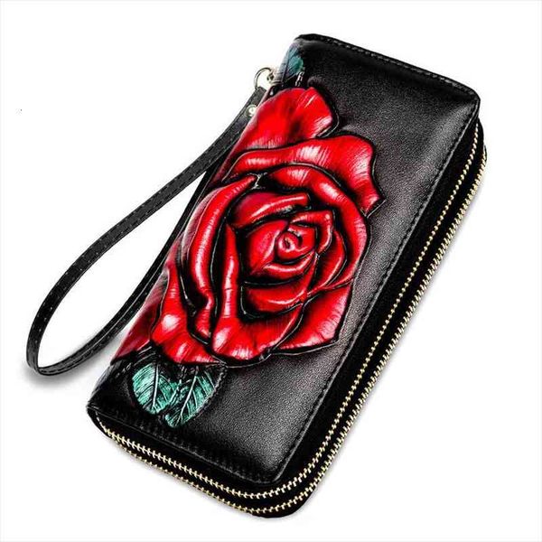 flroal genuine leather purse women long wallets large capacity womens double zipper clutch purses, Red;black
flroal genuine leather purse women long wallets large capacity womens double zipper clutch purses, Red;black