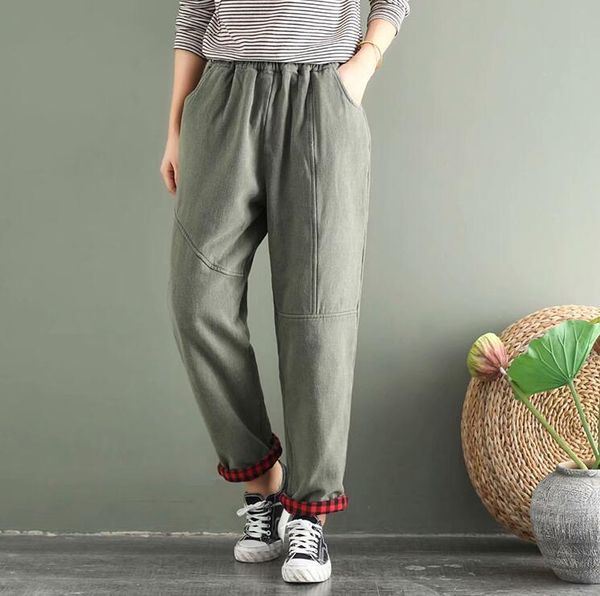 women's pants & capris women warm cotton padded 2021 winter retro linen elastic waist harem pockets casual thick ladies trousers, Black;white
women's pants & capris women warm cotton padded 2021 winter retro linen elastic waist harem pockets casual thick ladies trousers, Black;white