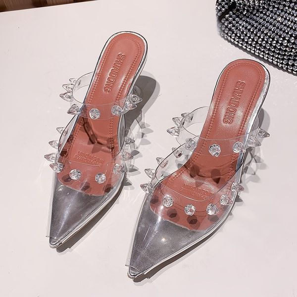 sandals women pumps transparent pvc slippers women's shoes pointed clear crystal rivet cup high heels stilettos summer kxox, Black
sandals women pumps transparent pvc slippers women's shoes pointed clear crystal rivet cup high heels stilettos summer kxox, Black