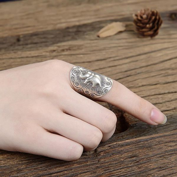 cluster rings designer original craft thai silver elephant lace opening adjustable ring exaggerated personality men's jewelry, Golden;silver
cluster rings designer original craft thai silver elephant lace opening adjustable ring exaggerated personality men's jewelry, Golden;silver