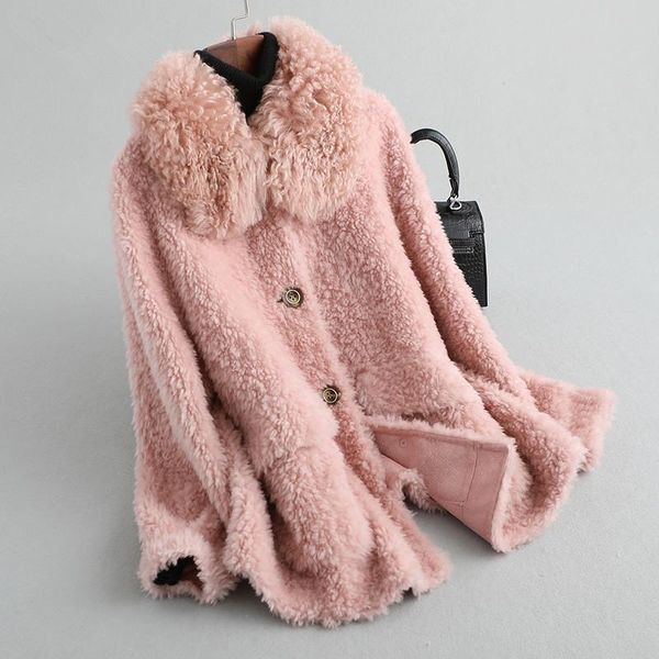 women's fur & faux coat real female wool collar sheep shearling jackets 2021 winter jacket women korean 100% coats my3826 s, Black
women's fur & faux coat real female wool collar sheep shearling jackets 2021 winter jacket women korean 100% coats my3826 s, Black