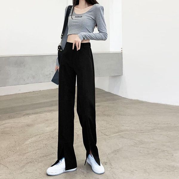 women's pants & capris solid casual woman's full length trousers high waist straight for female plu size split loose ladies with p, Black;white
women's pants & capris solid casual woman's full length trousers high waist straight for female plu size split loose ladies with p, Black;white