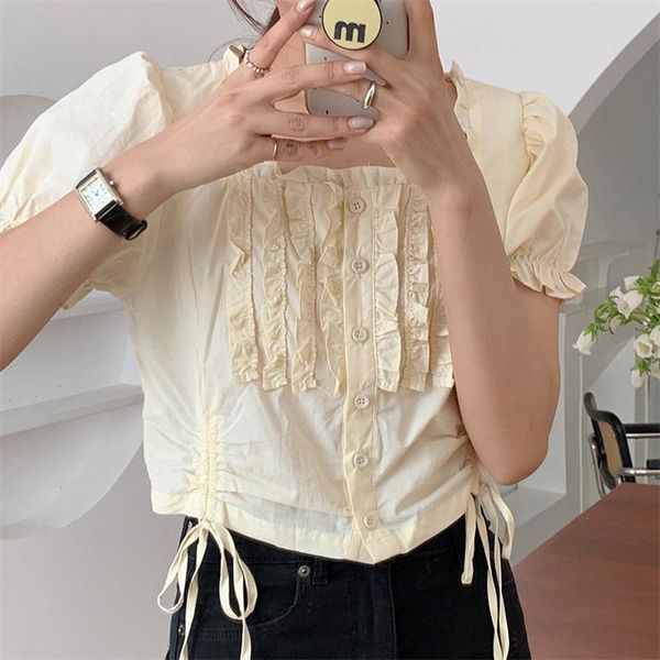 women's blouses & shirts alien kitty vintage ruffles high waist square collar chic 2021 comfortable all match femme loose sweet casual, White
women's blouses & shirts alien kitty vintage ruffles high waist square collar chic 2021 comfortable all match femme loose sweet casual, White
