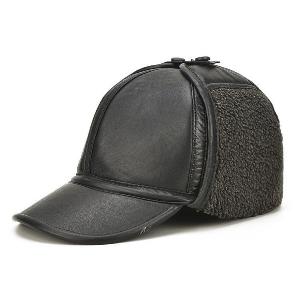 berets genuine leather baseball caps hats faux fur winter warm ear flap hat / cap black bomber b112, Blue;gray
berets genuine leather baseball caps hats faux fur winter warm ear flap hat / cap black bomber b112, Blue;gray
