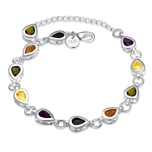 link, chain 925 sterling silver women bracelet multicolou crystal stone beads water drops liniks for fashion trendy jewelry, Black
link, chain 925 sterling silver women bracelet multicolou crystal stone beads water drops liniks for fashion trendy jewelry, Black